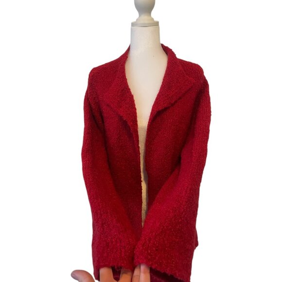 Designers Originals Vintage Open Style Wool Blend Deep Red Cardigan Jacket Sz L - Picture 4 of 8